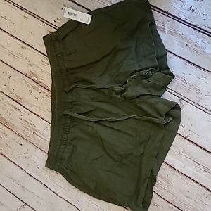 Old Navy Dark Olive Green Linen Shorts